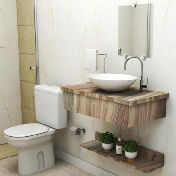 Imagem de Gabinete para Banheiro Suspenso de Madeira com Cuba 60cm