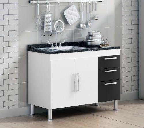 Gabinete Para Pia 1,20cm 2 Portas E 3 Gavetas - Kitchen - Quarta Divis ...