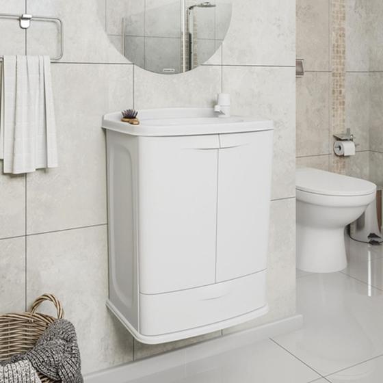 Imagem de Gabinete plastico com lavatorio Astra branco 45,5cmx32cmx58cm