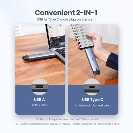 Imagem de Gabinete SSD NVMe M.2 para USB-C/USB 3.0 - Adaptador 10Gbps com Cabo - Suporte SATA e PCIe
