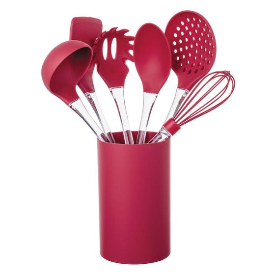 Imagem de Gadgets Utensilios Silicone Cabo Acrilico 7 Peças Vermelho