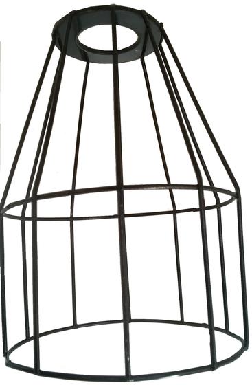 Imagem de Gaiola Arame protetora de lâmpadas, Estilo Industrial retrô tamanho 17 x 12 cm  cor preta p/ uso com soquetes rosca e porca