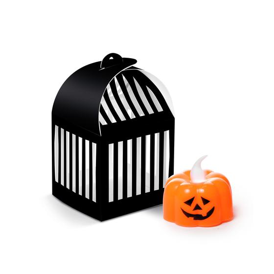 Imagem de Gaiola Decorativa Halloween Preta e Vela Eletrônica Abóbora