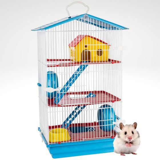 Imagem de Gaiola grande para hamster Completa para Roedores 3 Andares