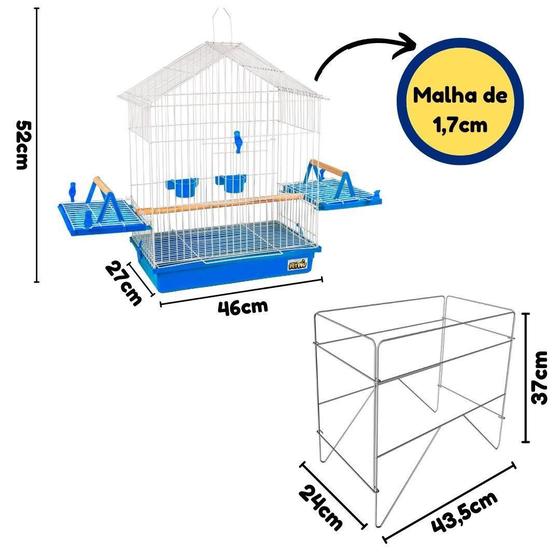 Imagem de Gaiola Para Calopsita Luxo Teto Aramado Com Suporte