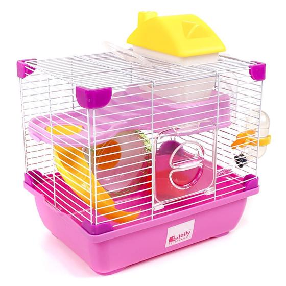 Imagem de Gaiola para Hamster multifuncional, um andar, com casa, roda giratória e escorregador