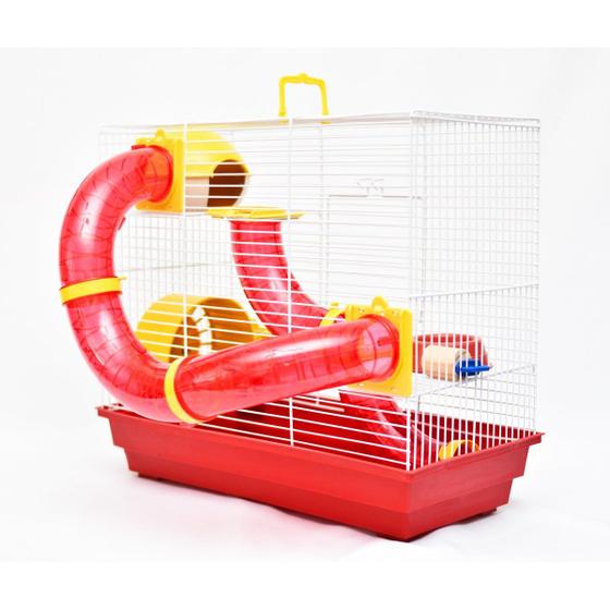 Imagem de Gaiola Transporte para Hamster e Pequenos Roedores Completa Vermelha