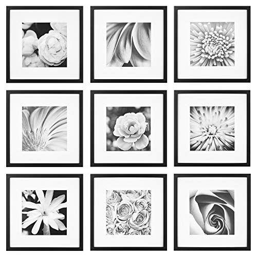 Imagem de Galeria Perfect 9 Piece Black Square Photo Frame Gallery Kit de parede com impressões de arte decorativa e modelo suspenso