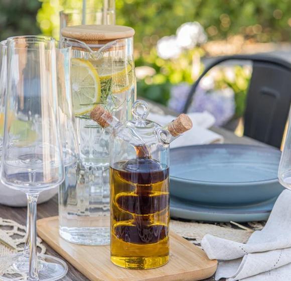 Galheteiro Duplo 70 ml e 320mL azeite e vinagre de vidro borossilicato Due In Uno Menor preço em Galheteiro Duplo 70 ml e 320mL azeite e vinagre de vidro borossilicato Due In Uno