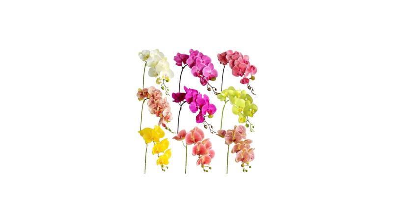 Imagem de Galho Orquídea Artificial Branco Tipo Toque Real Flores