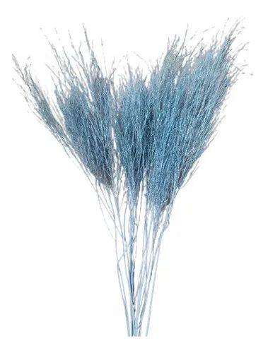 Imagem de Galhos Aspargo Azul Com Purpurina 6uni Decoração Enfeite