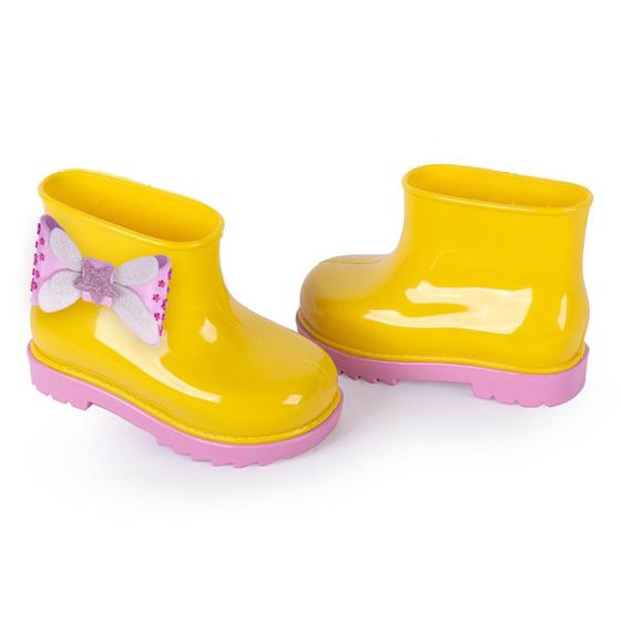 Imagem de Galocha Baby Menina Lacinho Fashion Amarelo com Rosa Mar&Cor