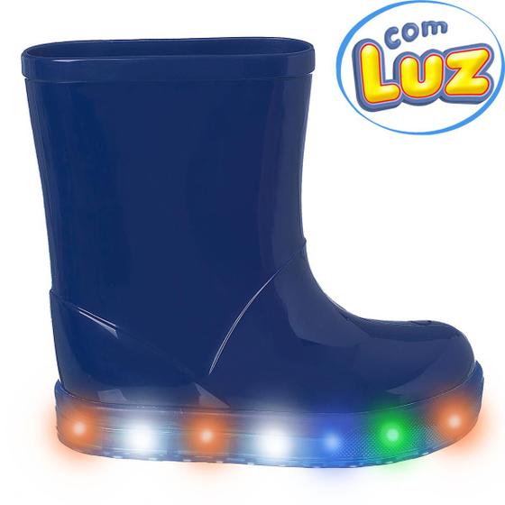 Imagem de Galocha Infantil Masculina Com Led Luelua Caninho Baixo Azul Marinho