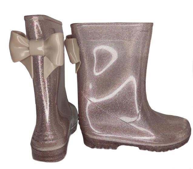 Imagem de Galocha Infantil Menina Borracha Glitter Com Laço Lue Lua