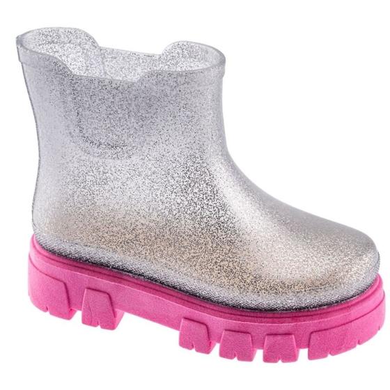 Imagem de Galocha Infantil Transparente com Glitter Feminina Charmosinha Chic