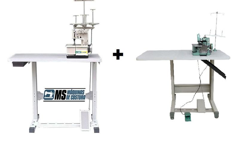 Galoneira 3 Agulha+Overlock Semi Industriais+bancadas+Viés Bracob Máquina de Costura