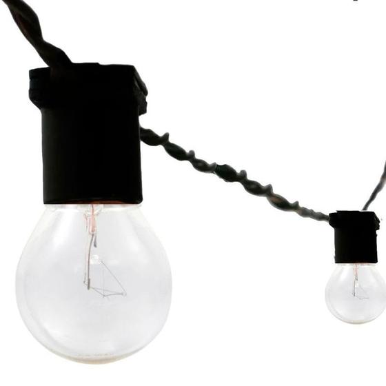 Imagem de Gambiarra Preto 70M Com Lampadas Transparente 220v Com Plug