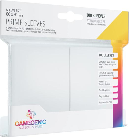 Imagem de Gamegenic Prime Sleeves Branco 66x91mm - 100 Unidades