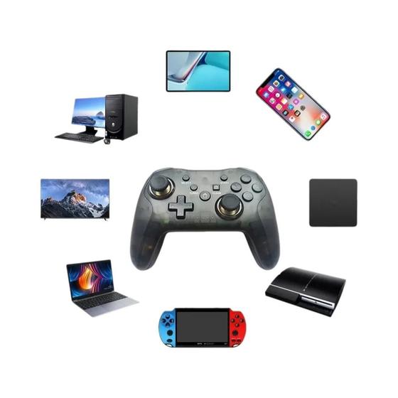 Imagem de Gamepad Sem Fio Bluetooth para Nintendo Switch, PS3 e PC - Gaminja - Com Vibração Dupla e Baixa Latência