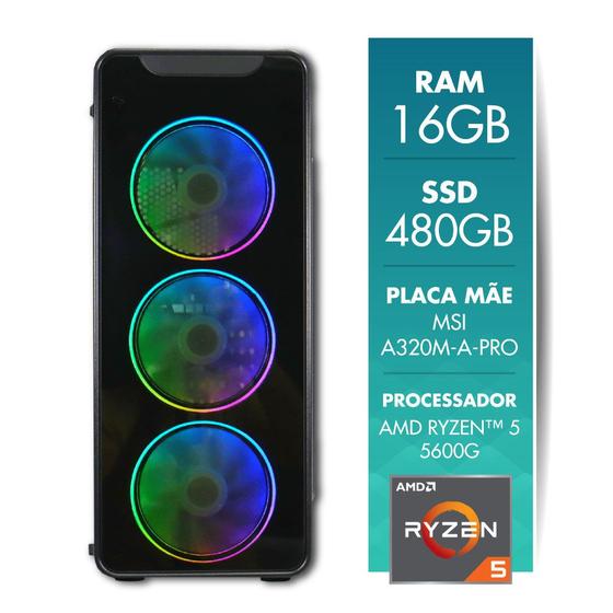 Imagem de  Gamer AMD Ryzen 5 5600G 16GB SSD 480GB Radeon Vega 7 CertoX St