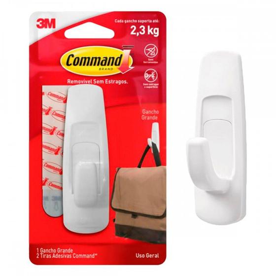 Imagem de Gancho 3M Command Grande Uso Geral 2,3Kg. Branco Com 1 Peca