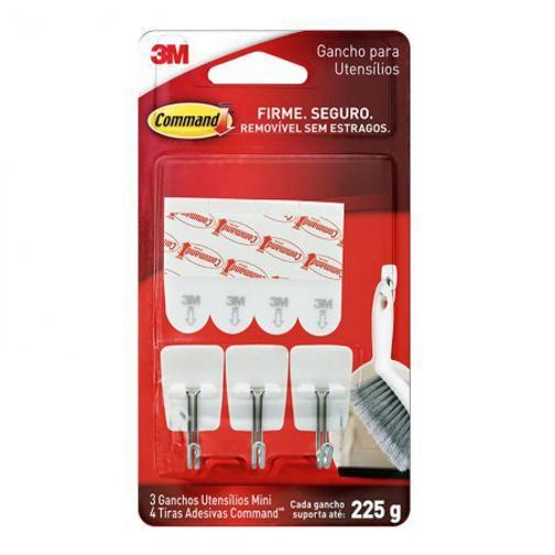 Imagem de Gancho Adesivo Mini Branco Utensílios Command Com 3 Unidad