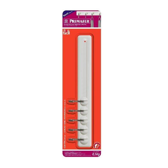 Imagem de Gancho Adesivo Primafer Branco Plastico/Metal Ajustavel 0,5 1Kg 1Peca Pr2564