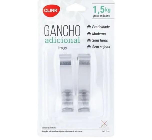 Imagem de Gancho Adicional de Aço Inox Com 2 Unidades