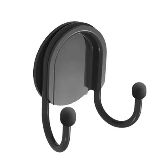 Imagem de Gancho Cabide Parede Duplo Autoadesivo Toalha/objeto Preto