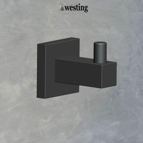 Imagem de Gancho cabideiro para banheiro e lavabo preto fosco linha classic - westing by bsmix