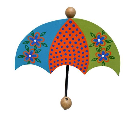 Imagem de Gancho em ferro e madeira guarda chuva florido mod d