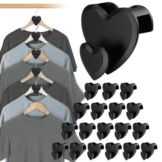 Imagem de Gancho Extensor De Cabide De Roupas Conector Kit 12 Ganchos Coração