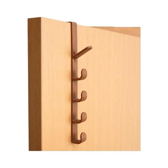Gancho Multifuncional Portátil de 5 Segmentos para Porta - Ideal para Casacos e Toalhas Imagem de Gancho Multifuncional Portátil de 5 Segmentos para Porta - Ideal para Casacos e Toalhas