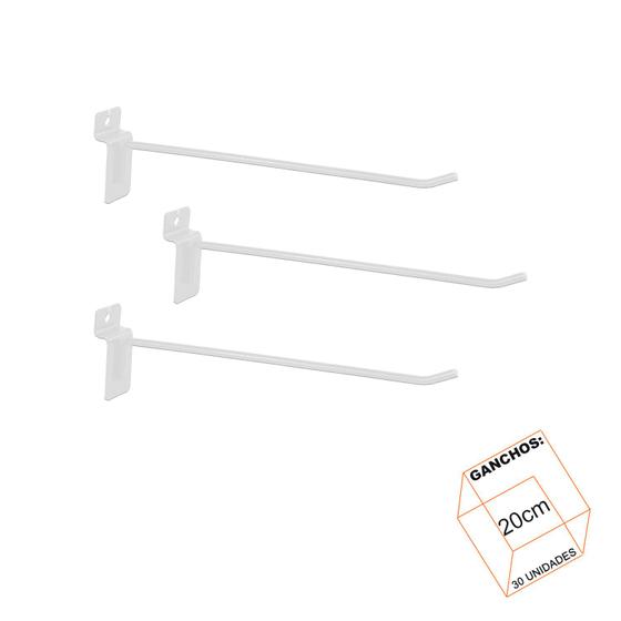 Imagem de Gancho Para Painel Canaletado 20cm Branco Kit 30 Unidades