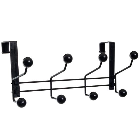 Imagem de Gancho para Parede ou Porta Tipo Cabideiro com 8 Lugares Preto Design Moderno Metaltru