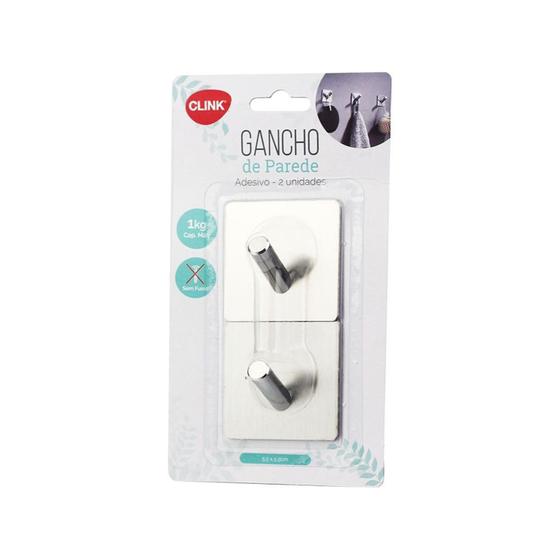 Imagem de Gancho parede inox quadrado c/ 2 pc