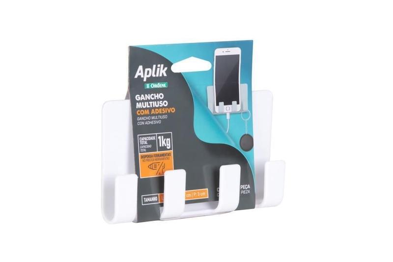 Imagem de Gancho Plástico Multiuso Branco Aplik Ordene