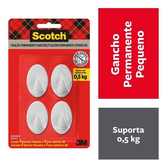 Imagem de Gancho SCOTCH Branco Pequeno 4 Unidades 3M