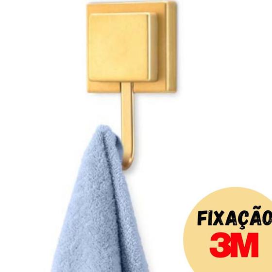 Imagem de Gancho Toalha Banheiro Adesivo Toalheiro Porta Toalhas Pesadas Segura Bem Fixação 3m