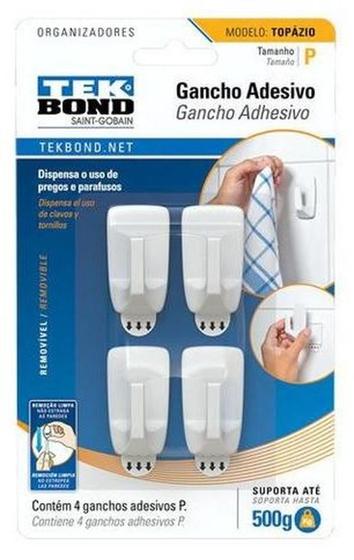 Imagem de Gancho Topazio TEKBOND Branco P 4Uni