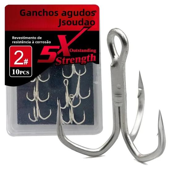 Imagem de Ganchos Agudos Triplos Para Serviço Pesado, Caixa De 10 Unidades 2-10    Para Pesca De Truta Grande