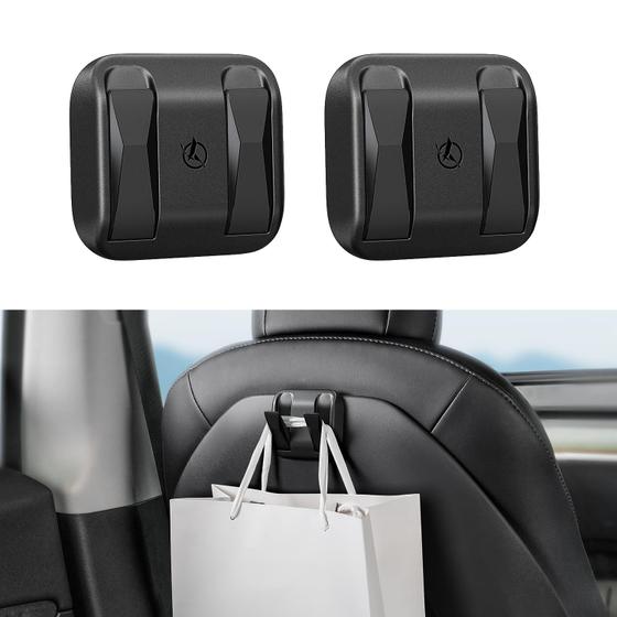 Imagem de Ganchos de Assento de Carro HALOBLK para Tesla Model Y - Design Oculto e Dobrável