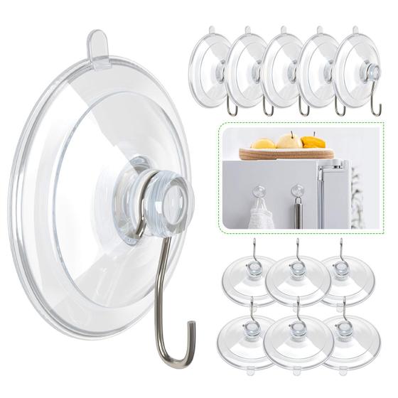 Imagem de Ganchos de Ventosa HangerSpace - 12 Unidades - 4,5cm PVC Transparente com Metal
