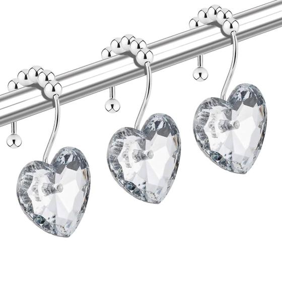 Imagem de Ganchos para cortinas de chuveiro Yuiviot Diamond Heart Crystal x12