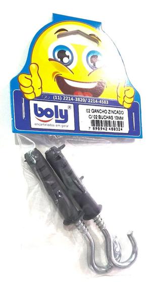 Imagem de Ganchos Zincados + Buchas Com Anel 10mm Kit 2 Pçs Boly Ref. 324