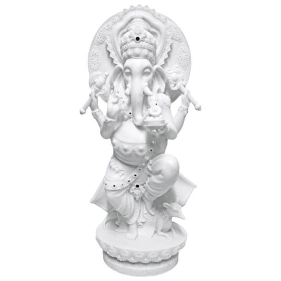 Imagem de Ganesha Deus Do Intelecto Sabedoria E Fortuna Branco 72 Cm