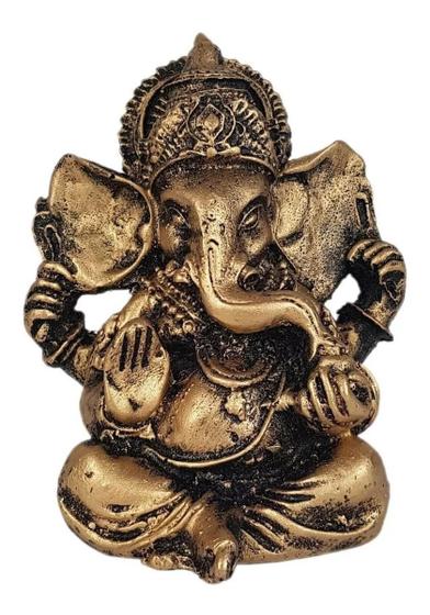 Imagem de Ganesha Hindu Pequena Deus Sorte Prosperidade Sabedoria 9,5cm Resina