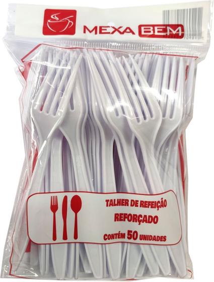 Imagem de Garfo Refeição Reforçado Branco C/50 Un (Mexa Bem)
