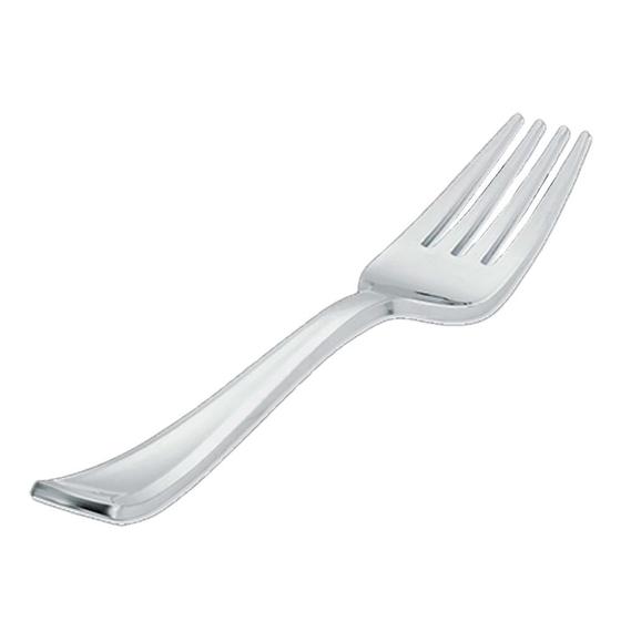 Imagem de Garfo Refeição Silver Plastic Linha Premium Prata 20cm 8Un