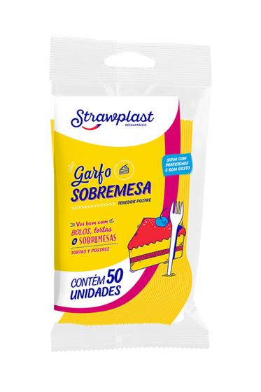 Imagem de Garfo Strawplast para Sobremesa com 50 Unidades Amarelo